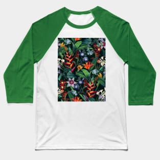 Tropical Flora - Night Baseball T-Shirt